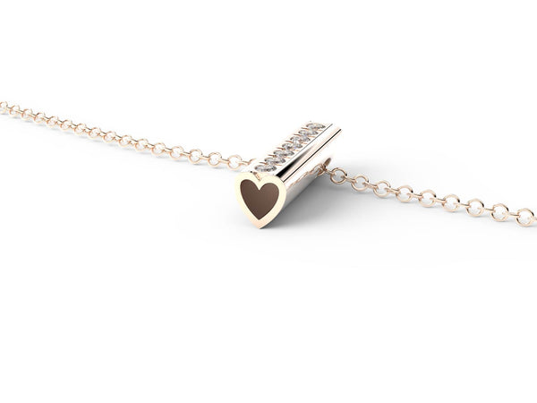 Rose Gold Diamond Heart Pendant Necklace -Short