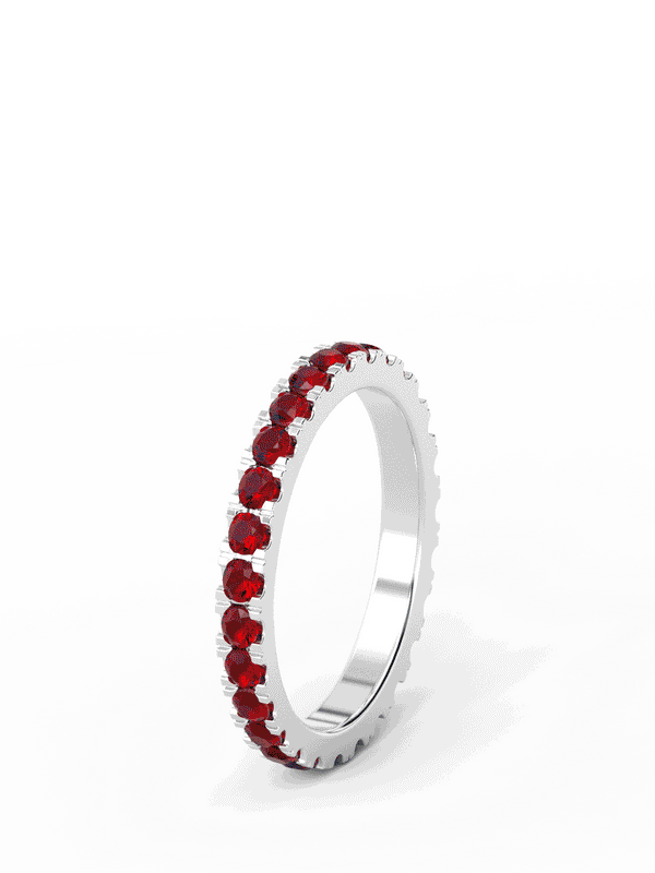 WHITE GOLD BIRTHSTONE ETERNITY PAVE STACKING RING
