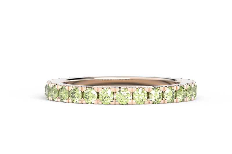 ROSE GOLD BIRTHSTONE ETERNITY PAVE STACKING BAND