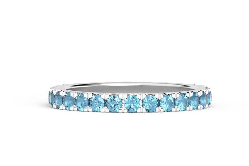 WHITE GOLD BIRTHSTONE ETERNITY PAVE STACKING RING
