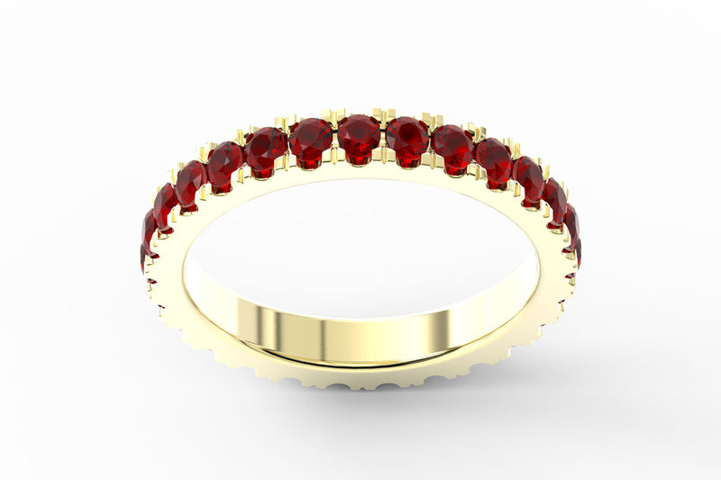 YELLOW GOLD BIRTHSTONE ETERNITY PAVE STACKING RING