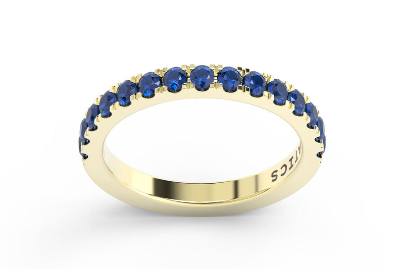 YELLOW GOLD BIRTHSTONE HALF PAVE STACKING RING