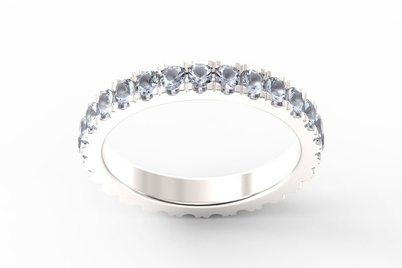 SILVER BIRTHSTONE ETERNITY PAVE STACKING RING