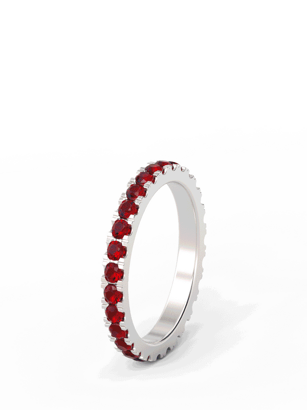 SILVER BIRTHSTONE ETERNITY PAVE STACKING RING