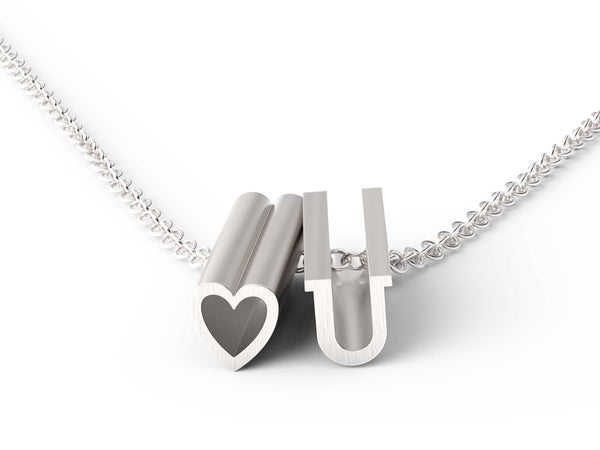 heart U Necklace - Silver