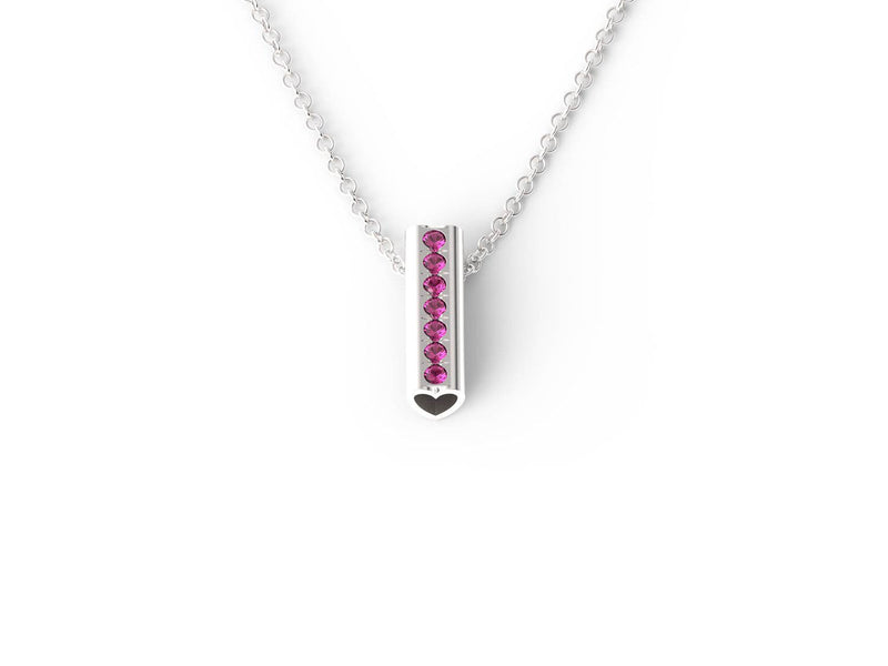 Silver Birthstone Heart Pendant Necklace - Short
