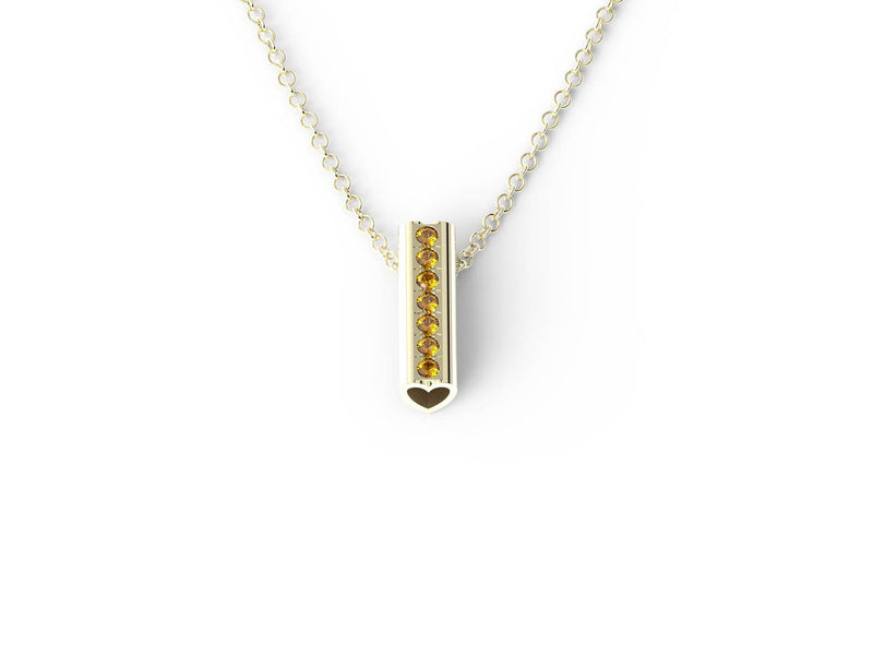 Yellow Gold Birthstone Heart Pendant Necklace - Short