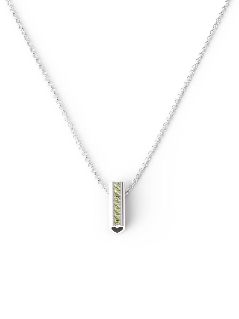 Silver Birthstone Heart Pendant Necklace - Short