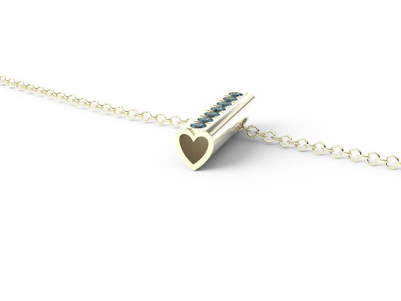 Yellow Gold Birthstone Heart Pendant Necklace - Short