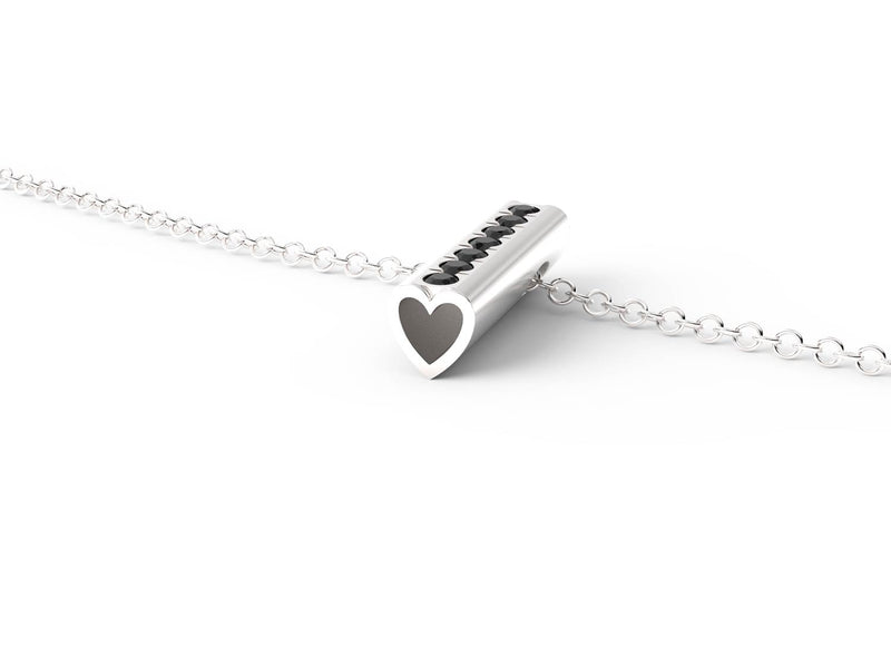 Silver Stone Heart Pendant Necklace - Short