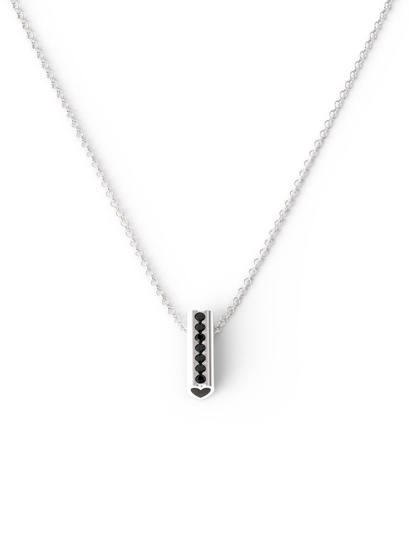 Silver Stone Heart Pendant Necklace - Short