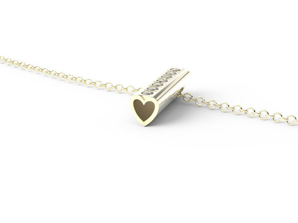 Yellow Gold Diamond Heart Pendant Necklace -Short