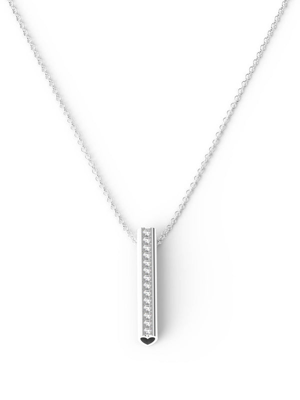 Silver Stone Heart Pendant Necklace