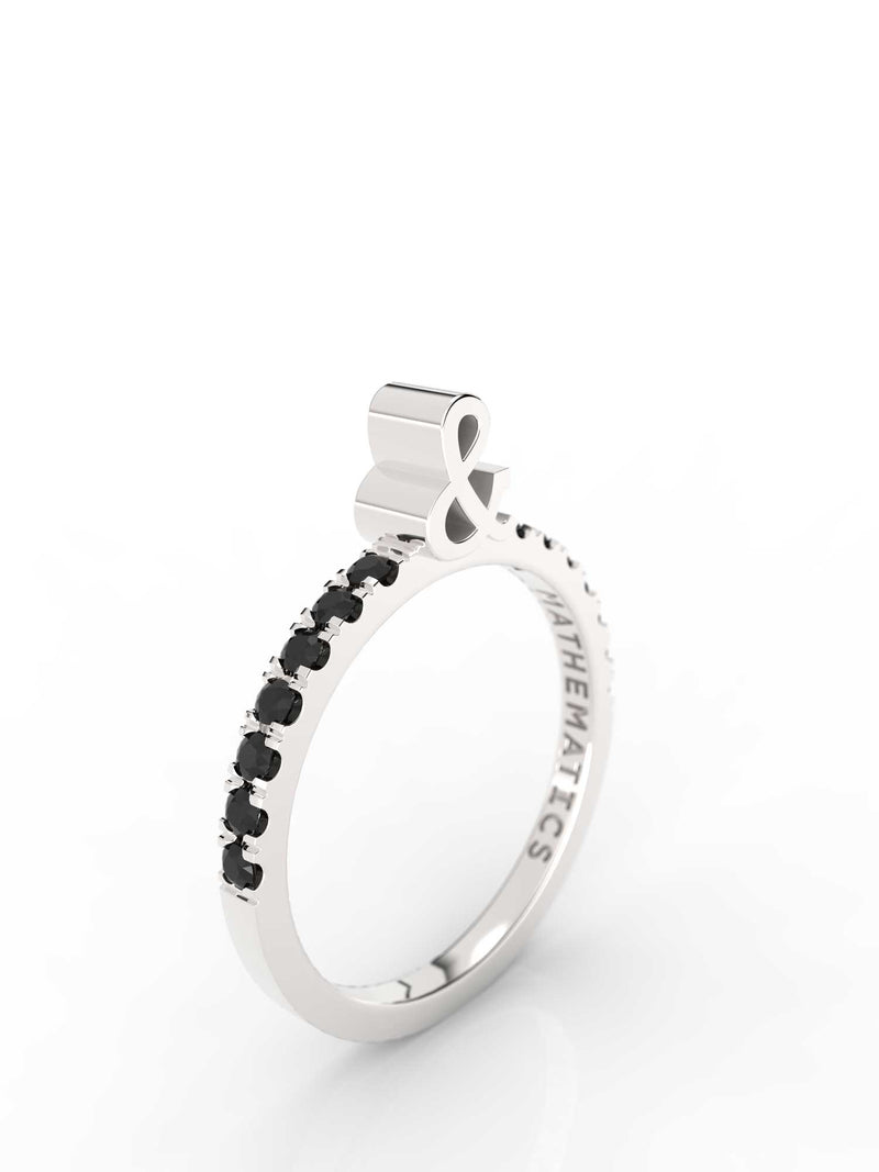AMPERSAND RING WHITE & BLACK STONE PAVE STERLING SILVER