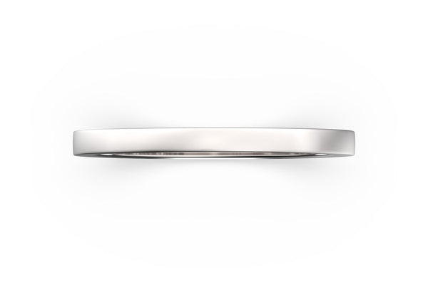 Top view of sterling silver stacking band, featuring length and look of SLICE RING by metal design