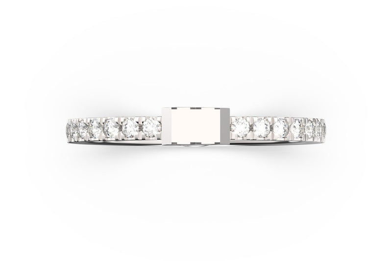 Top view of sterling silver pavé diamond SLICE RING by metal, featuring length and look of SLICE RING by metal design, white diamonds