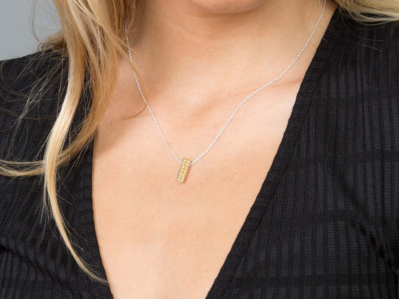 White Gold Birthstone Heart Pendant Necklace - Short